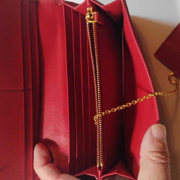 Prada Saffiano Leather Metal Bar Flap Continental Wallet W/Cardholder - Picture 7 of 13